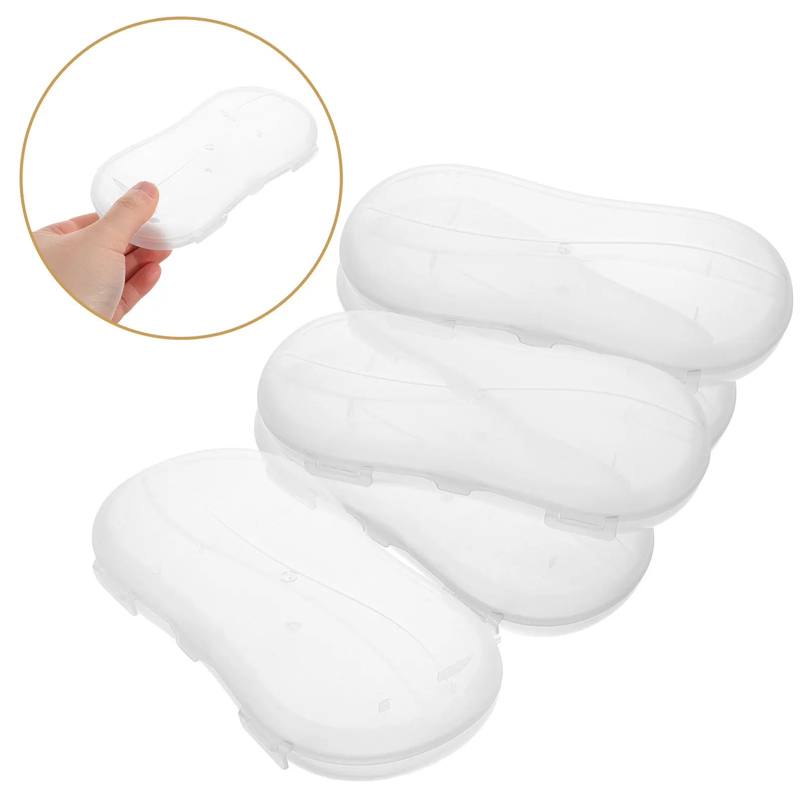 

5Pcs Storage Box Clear Plastic Pacifier Organizer Portable Travel Toothbrush Holder Compact Multifunctional Small Treasure Case