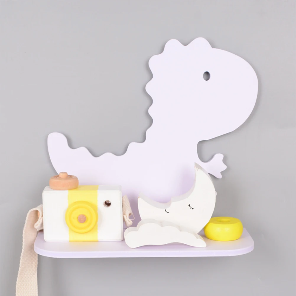 

Dinosaur Storage Rack Kids Room Shelf Decor Wall Shelves Nursery Floating Mounts Space Organizer Toy Holder Wooden Animal Shaped