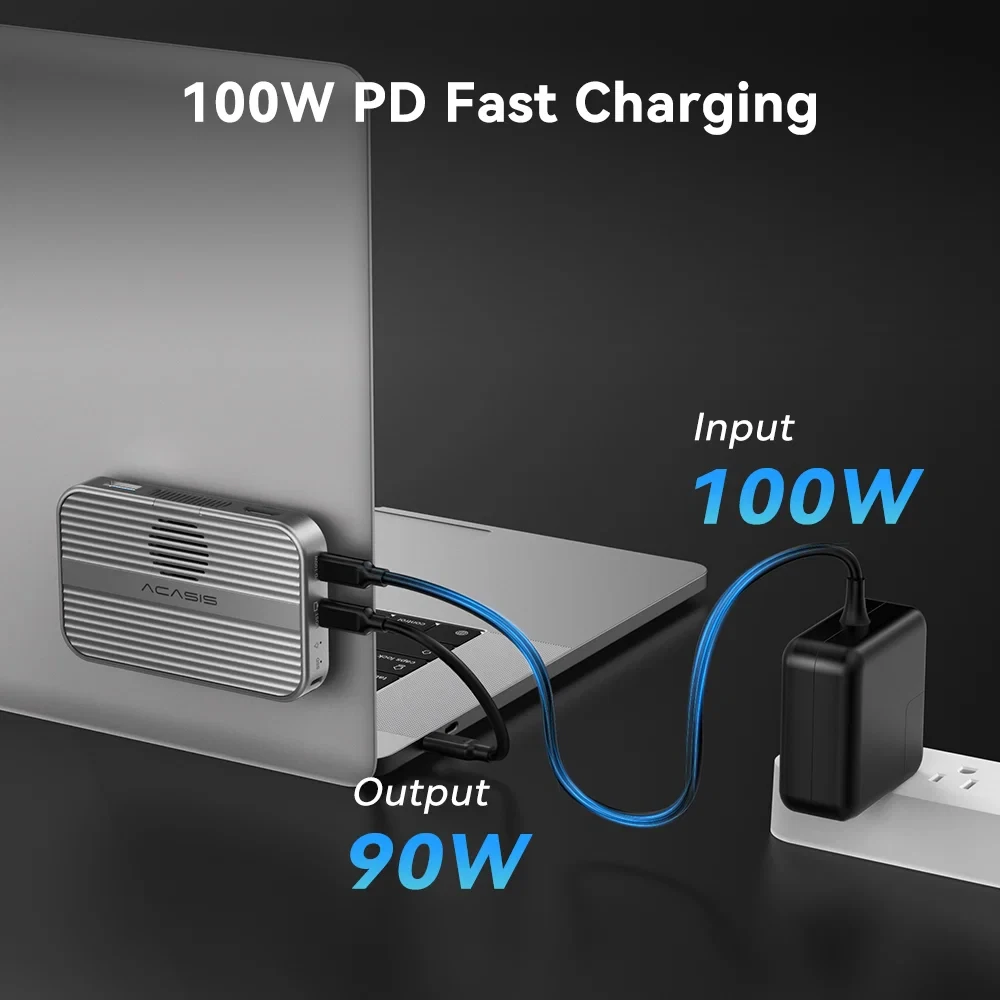 Acasis 10Gbps Magnetic M.2 NVMe SSD Enclosure USB C Docking Station HDMI 4K 60Hz SD TF Cooling Fan For iPhone15 16 17 18 Pro