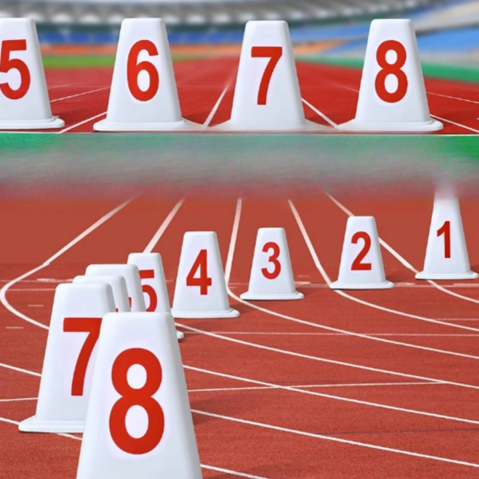 8 Pieces Triangular ABS Lane Marker High-Visibility Numbered Athletics Lane Marker Lightweight for Running Event Organizers