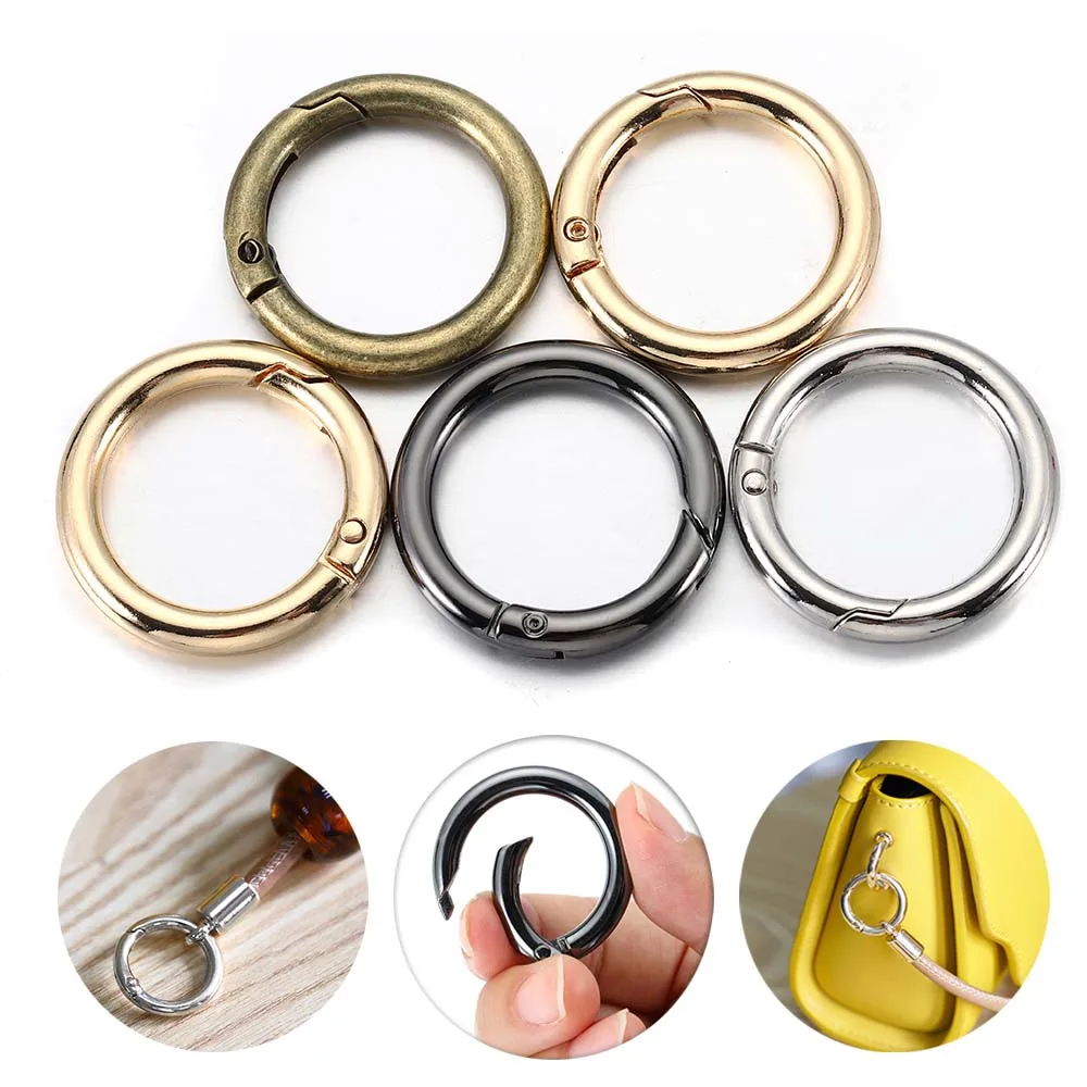 5 Piece O Shape Ring Keyring Spring Clasps Openable Handbag Belt Strap Buckles Dog Tag Chain Snap Clasp Connector for DIY Making