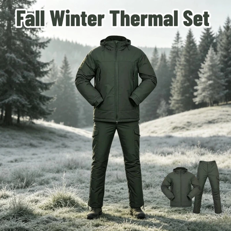 Men's Winter Outdoor Camouflage Insulated Suit Extreme Cold Weather Jacket Pants Set Waterproof Windproof Thick