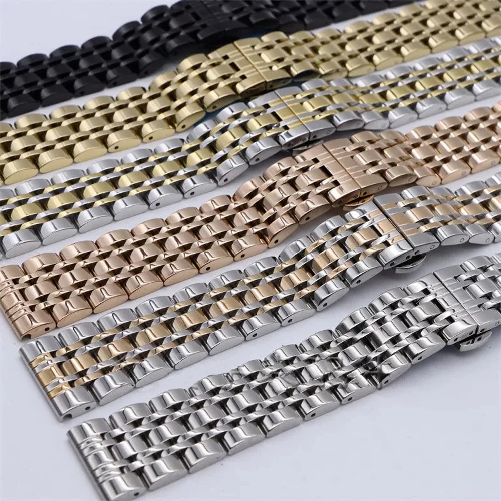 Stainless Steel Solid Seven Bead Watch band 10 12 13 14 15 16 17 18 19 20 21 22 23 24mm Watch Accessories Watch Straps