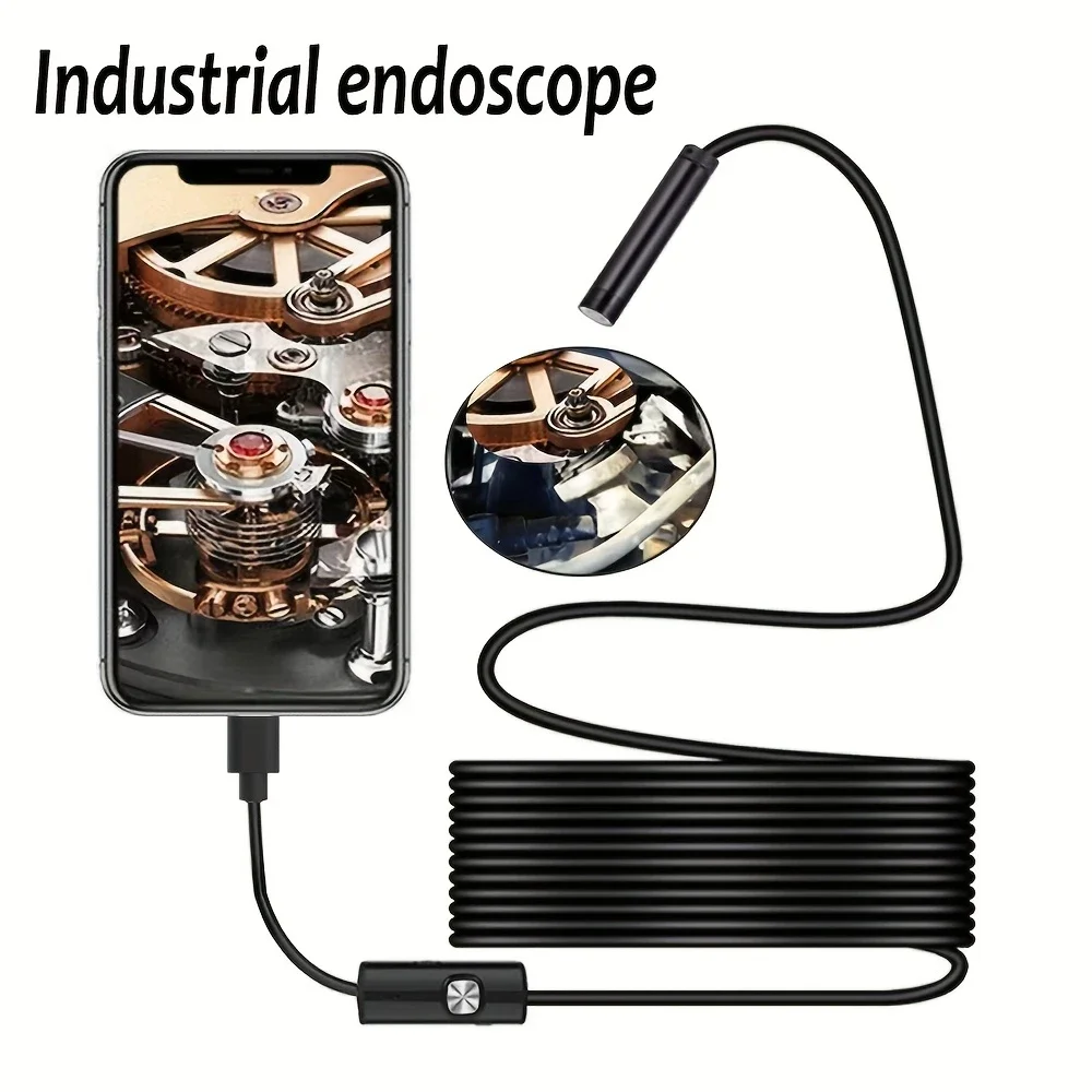 Endoscopio industriale per fognature Endoscopia per tubazioni Tipo C Mini telecamera 3 in1 Telecamera per ispezione automobilistica Periscopio per Android 1m wi
