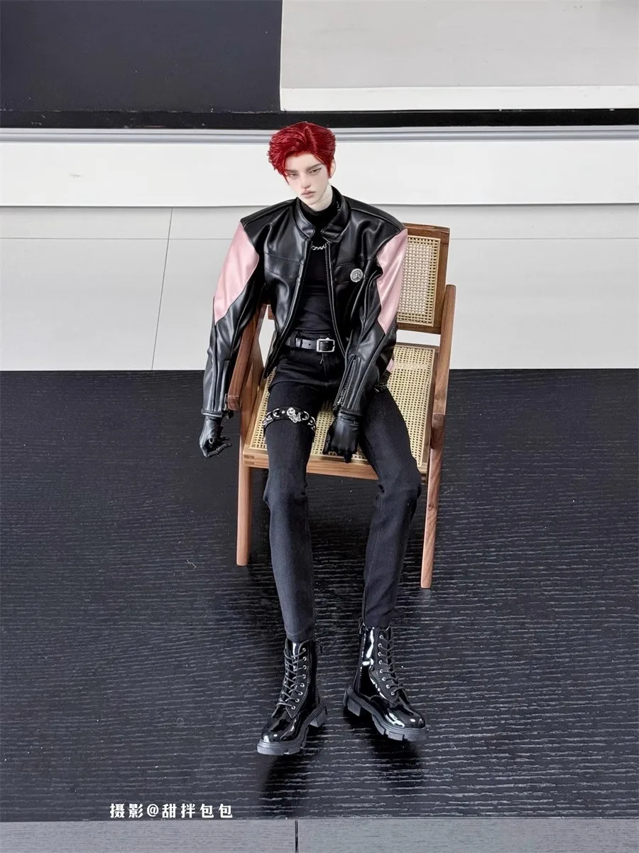 

BJD Doll Shoes IID75 Patent Leather Glossy Black Brown Cross Buckle Lace-up Ankle Boots Thick-soled Round Toe Doll Accessories