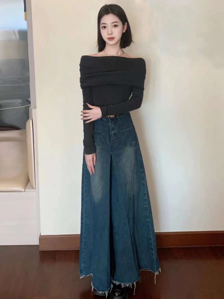 Jeans Wanita Retro Longgar Sederhana Semua Cocok Desain Fashion Wanita Musim Semi Gaya Korea Pinggang Tinggi Elegan Denim Kasual Lembut Sehari-hari