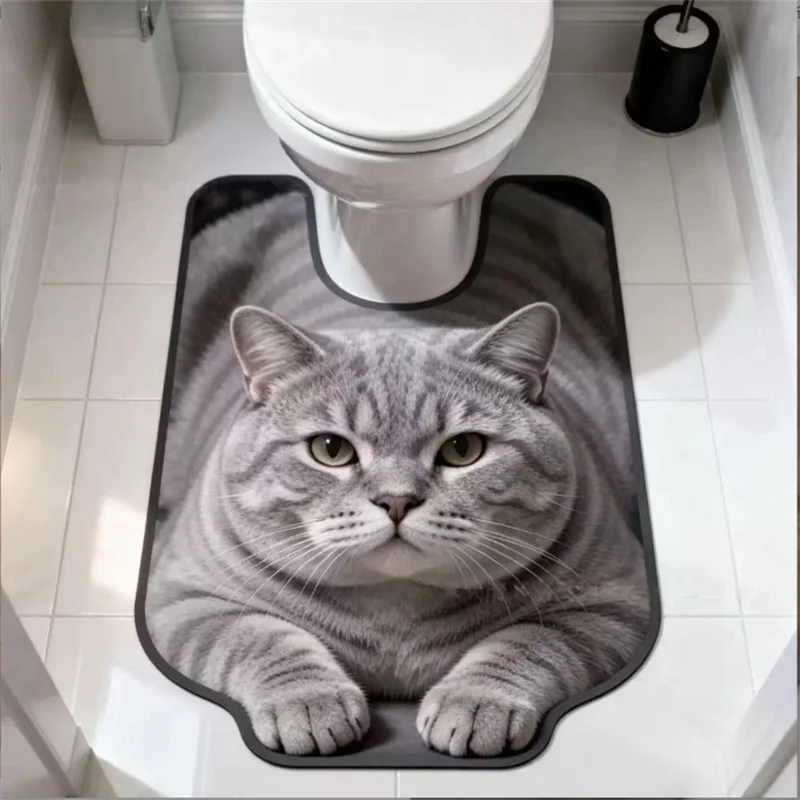 50x80cm Animal Shaped Diatomaceous Earth Toilet Seat Mat Anti-Slip Bathroom Foot Mat Dirt Resistant Easy to Clean Cute Design