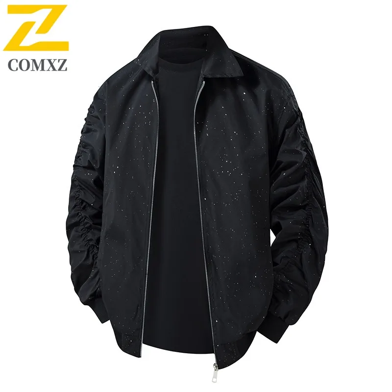 

COMXZ уличная дорожная мужская куртка премиум-класса с воротником-стойкой, ветрозащитное удобное пальто, повседневное повседневное легкое осеннее ветровка