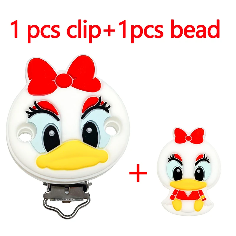 2 Stück/Set Silikon Cartoon Tier Schnullerclip Beißperle DIY Schnullerkette Schmuckzubehör