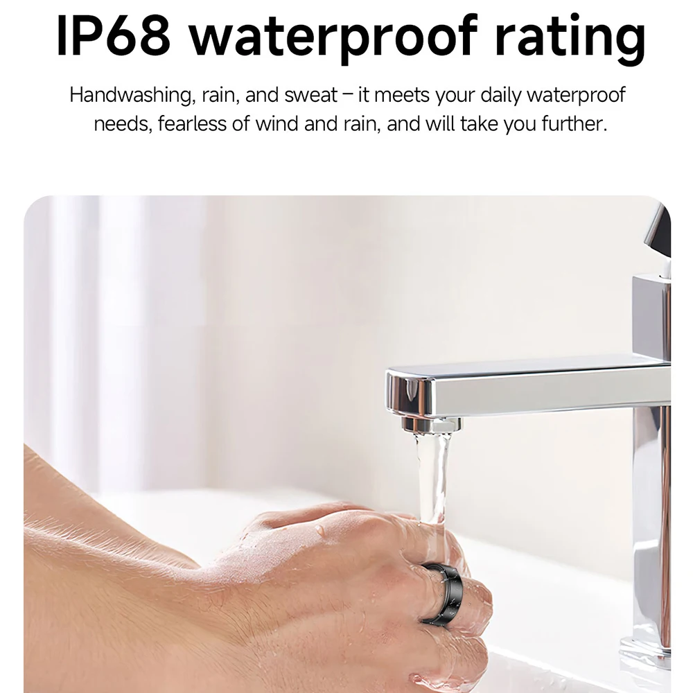 R88 Fitness Tracker Smart Ring Aluminum Alloy Heart Rate Blood Oxygen Monitor IP68 Waterproof Size 7-14 Men Women Finger Ring