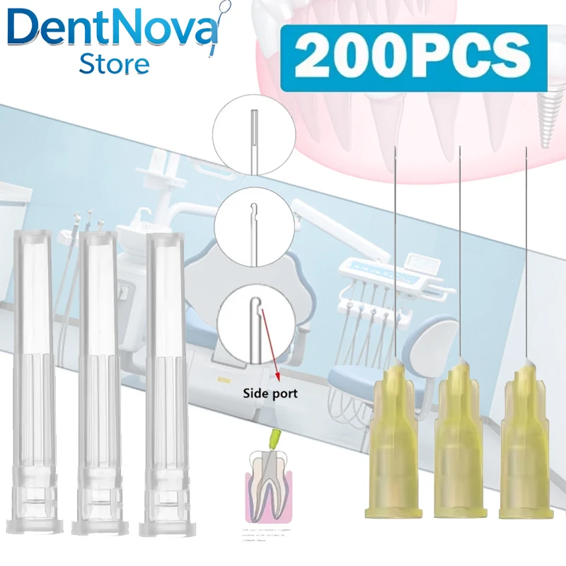 

200Pcs 30GA Dental Irrigation Needle Tips Closed Side Hole Endodontic for Root Canal Cleaning Syringe