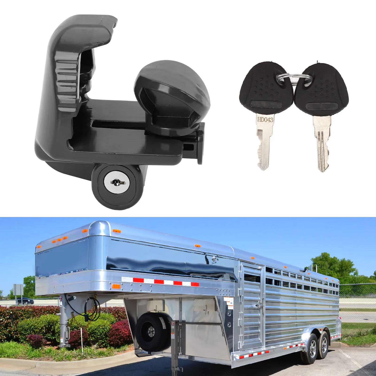 

Trailer Hitch Lock with Keys High Security Heavy Duty Universal Fit RV Coupler Lock for 1 7/8inch 2inch 2 5/16inch Couplers