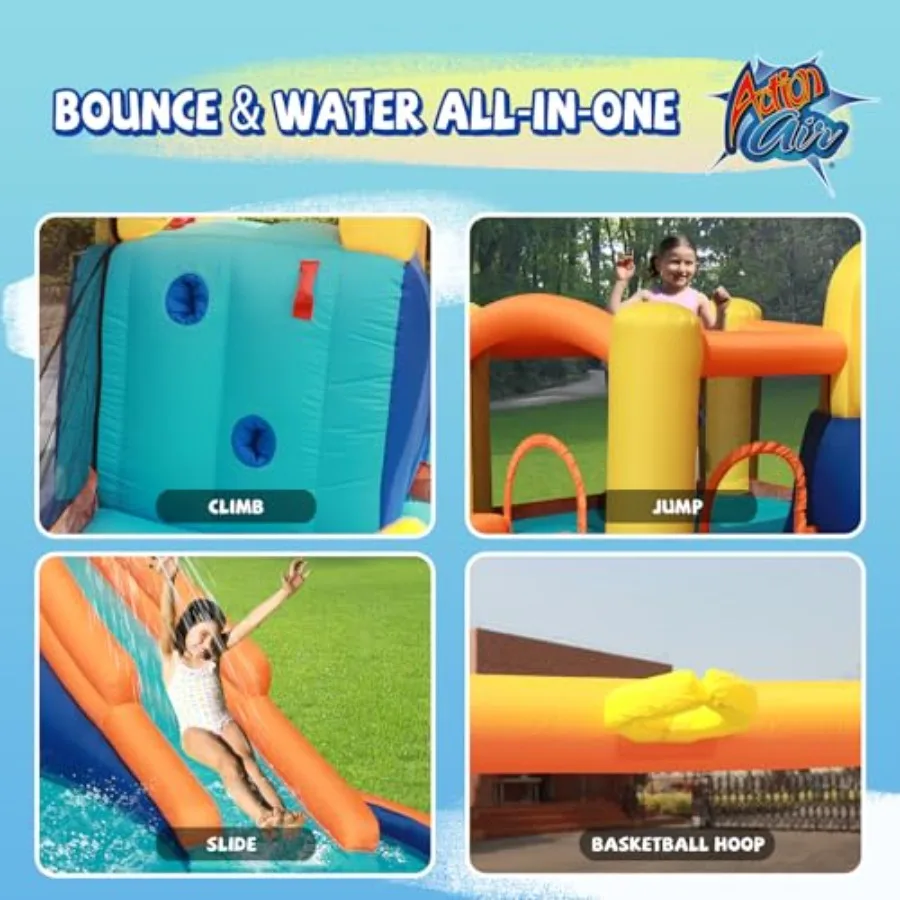 Water Slide - Inflatable Bounce House with Blower for Indoor Outdoor - Jump Bouncy Castle with Slide - Big Bouncy Area, Big Poo view 5