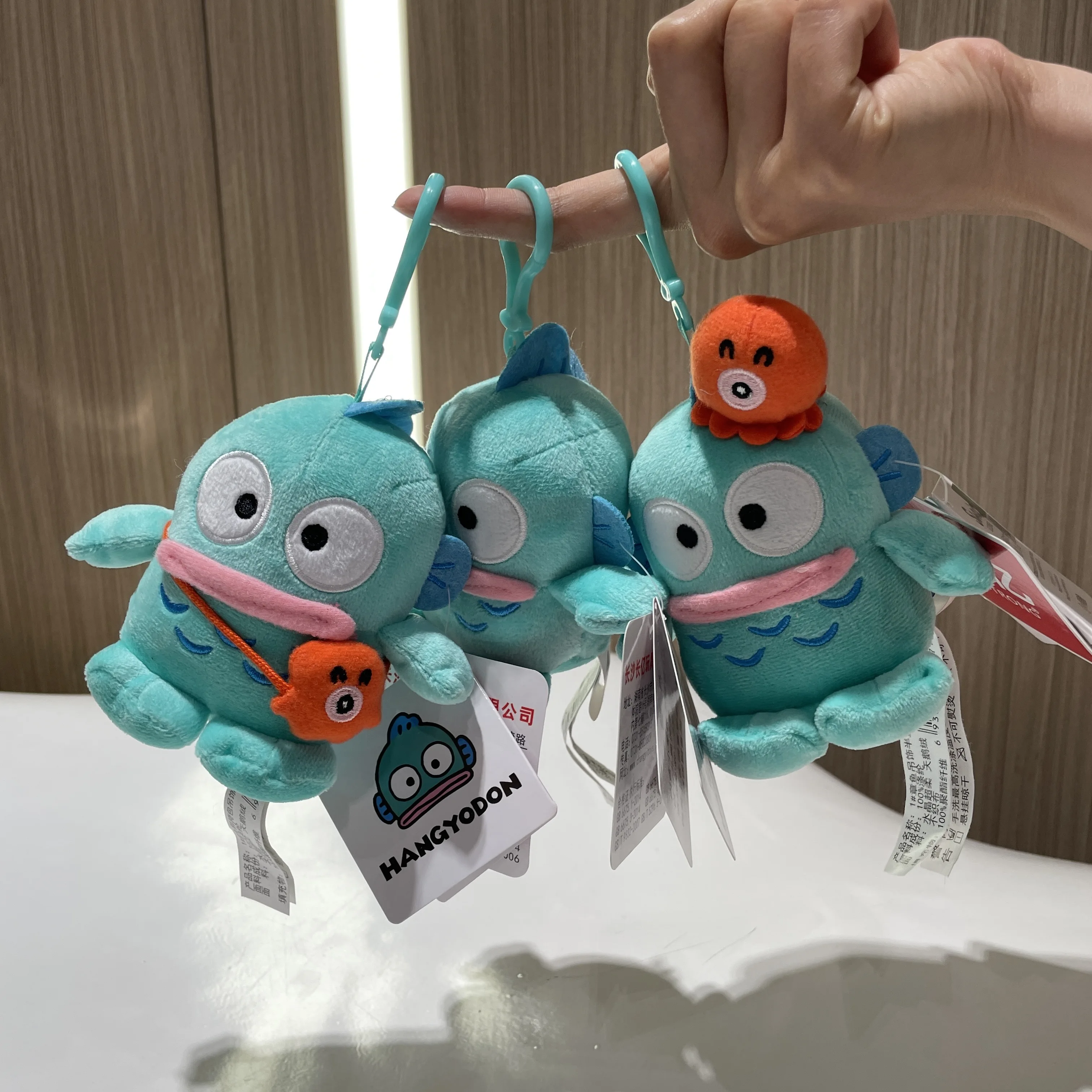 Genuine Sanrio Hangyodon Marumofubiyori Wish Rabbit 11CM Pendant Plush Toy Small Charms Sayuri Super Soft Doll Girls Boys Gift