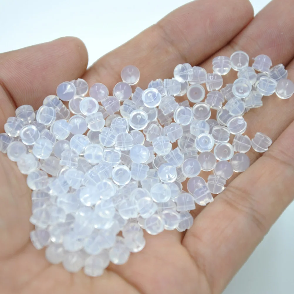 

200 шт., силиконовые задние серьги, прозрачная резиновая пробка, сменная заглушка, ювелирные изделия «сделай сам», шпильки, женские аксессуары, пирсинг ушей на спине