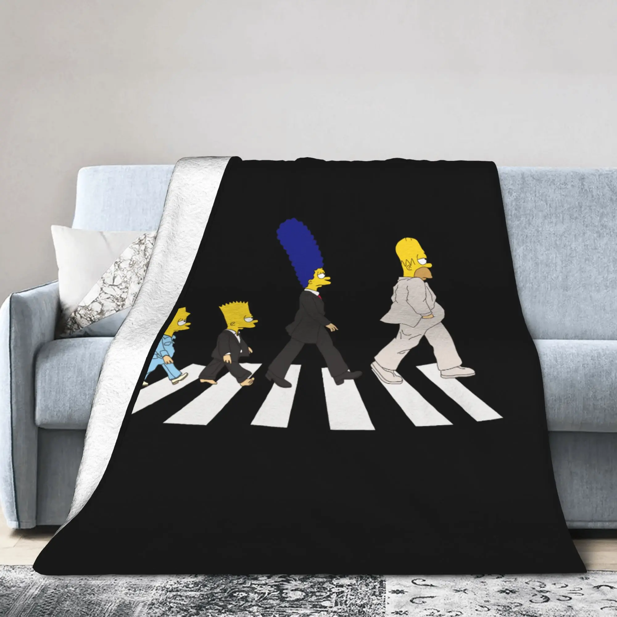 Manta S-Simpson de Terciopelo, Decorativa, Multifuncional, Súper Suave, para Cama, Viajes y como Edredón
