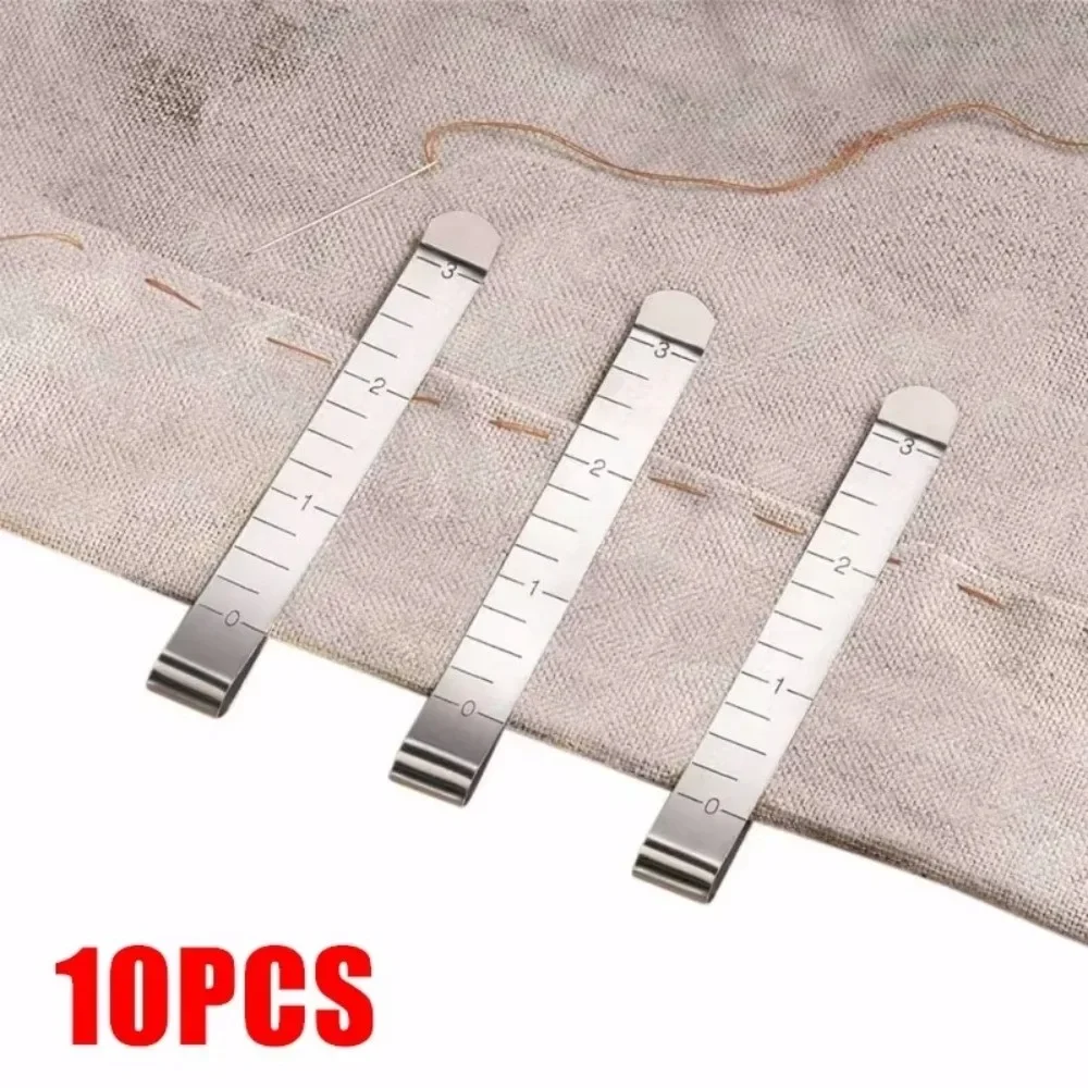 Stainless Steel Hemming Clips Metal Marking Quilting Sewing Clip Clothing Stitching Pinning Measuring Ruler Fabric DIY Craft