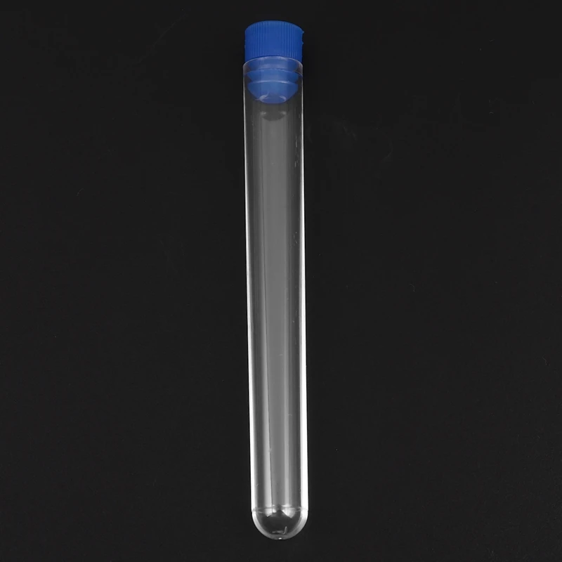 Tubes à essai en plastique transparent avec bouchons à vis bleus, échantillons de nombreux bouchons poussoirs HI, 12x60mm, 200 pièces