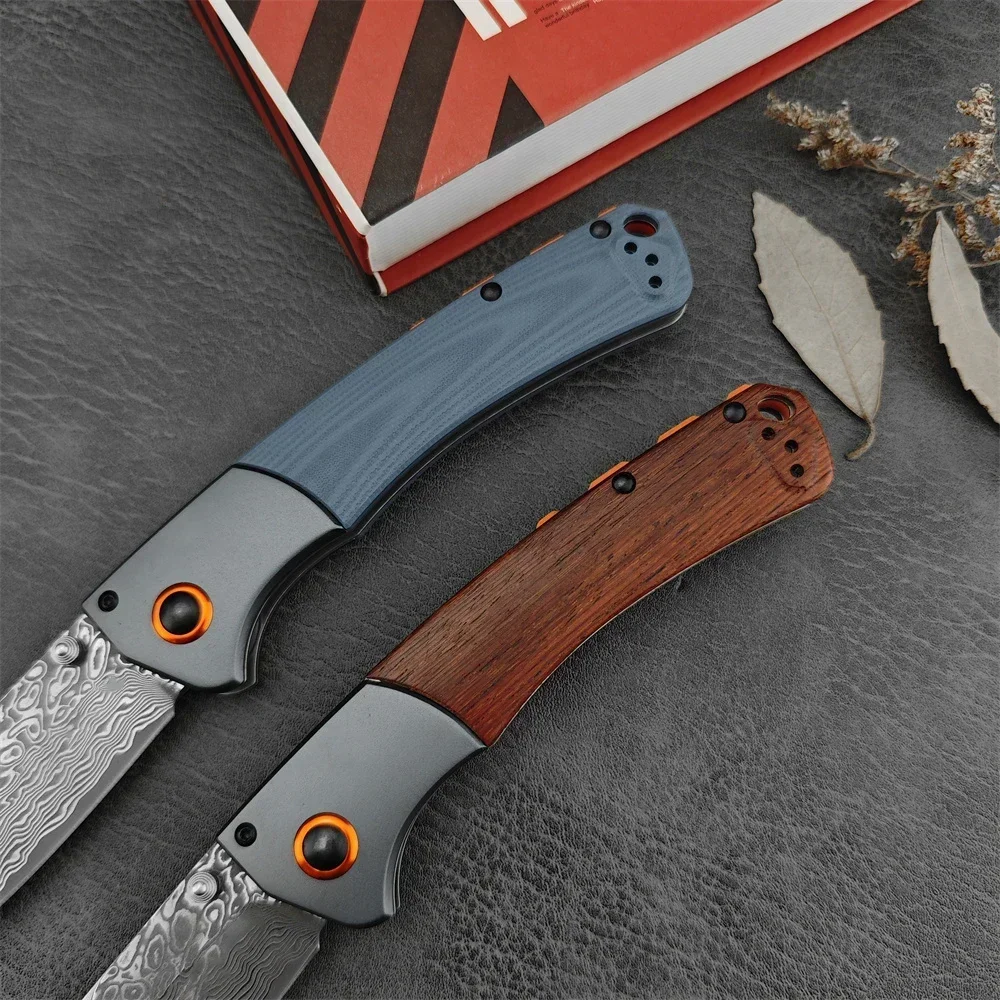 BM 15080 Folding Knife Damascus Blade Sourwood / G10 Handle Hunting Knife Military Tactical Tools Outdoor Camping Survival Knife