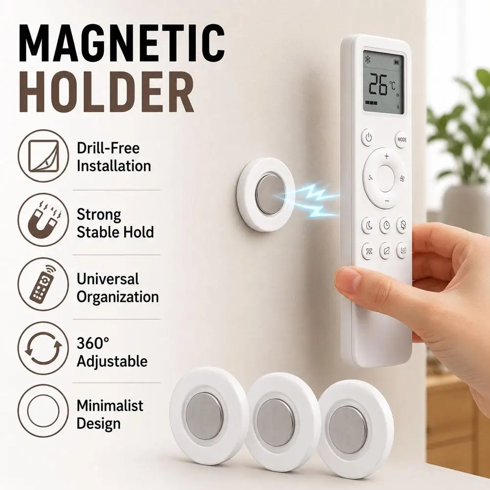 Picture 3: 3/6pcs Magnetic Remote Control Holder Wall Mount Adhesive Remote Control Holder Strong Hold TV Remote Holder