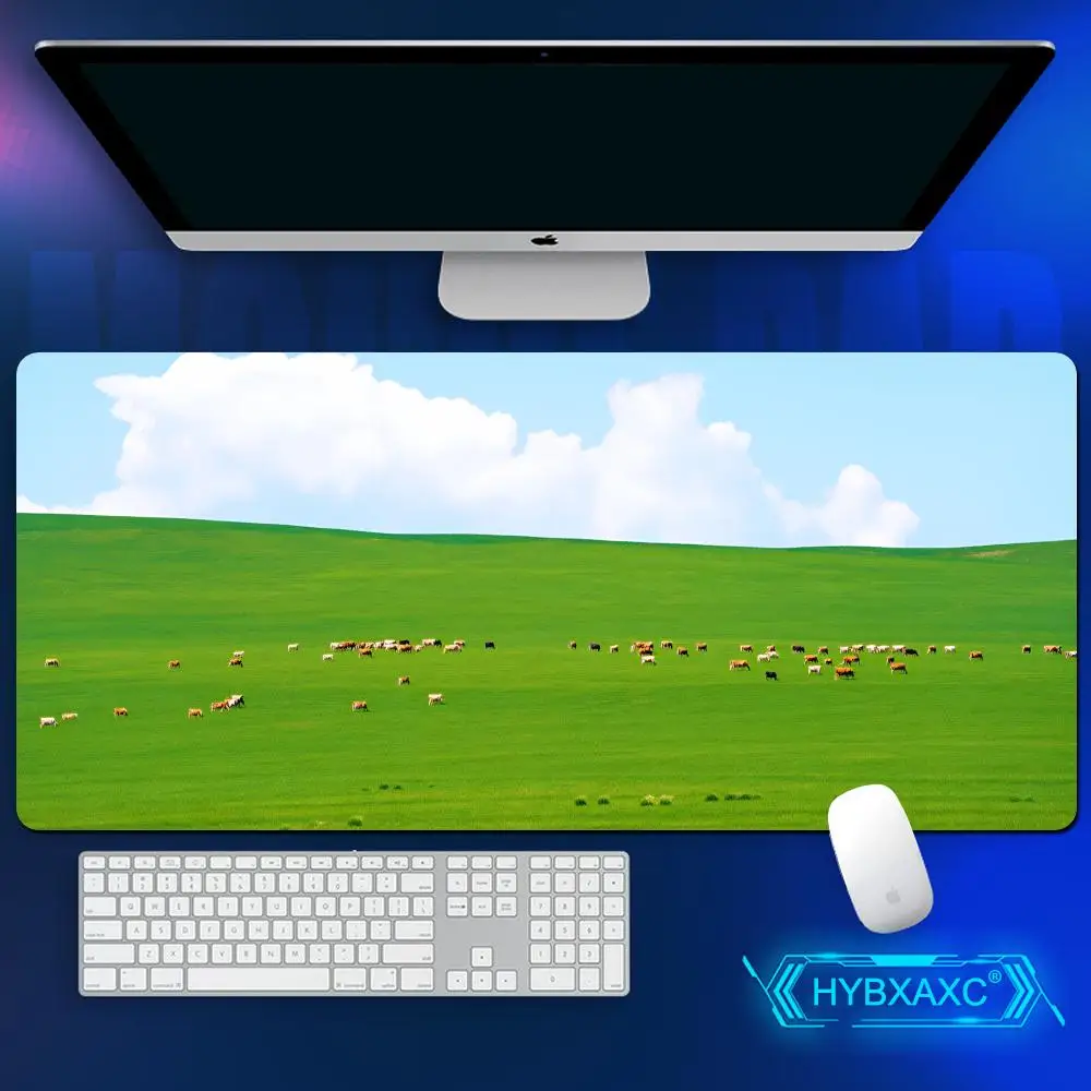 

HYBXAXC Landscape green mouse pad oversized eye protection green plant healing study room field desk mat wrist pad desk mat