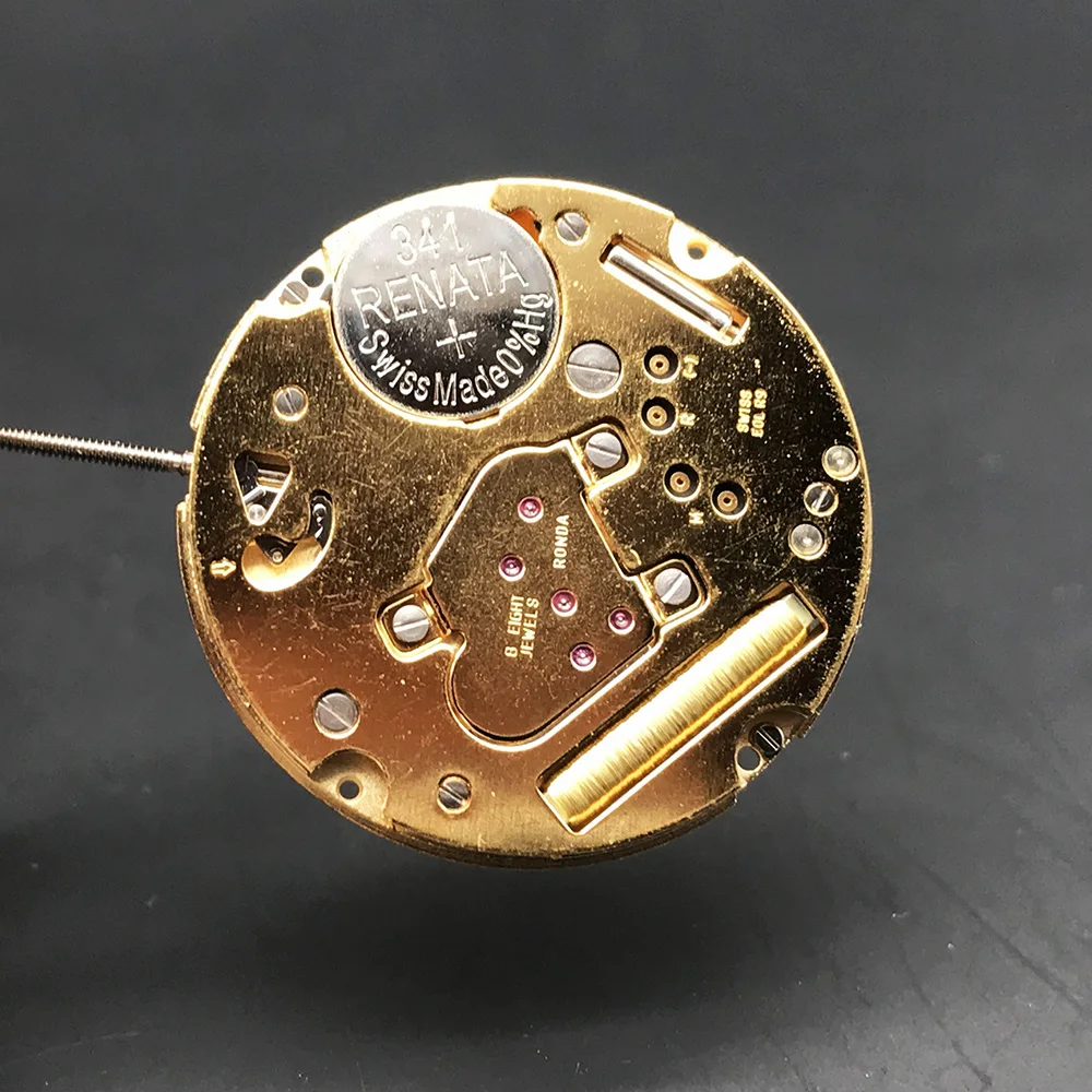 Ronda 1005 Quartz Watch Movement Eight Jewels Golden EOL R9 with Datewheel Watchmaker Replace Parts with Battery