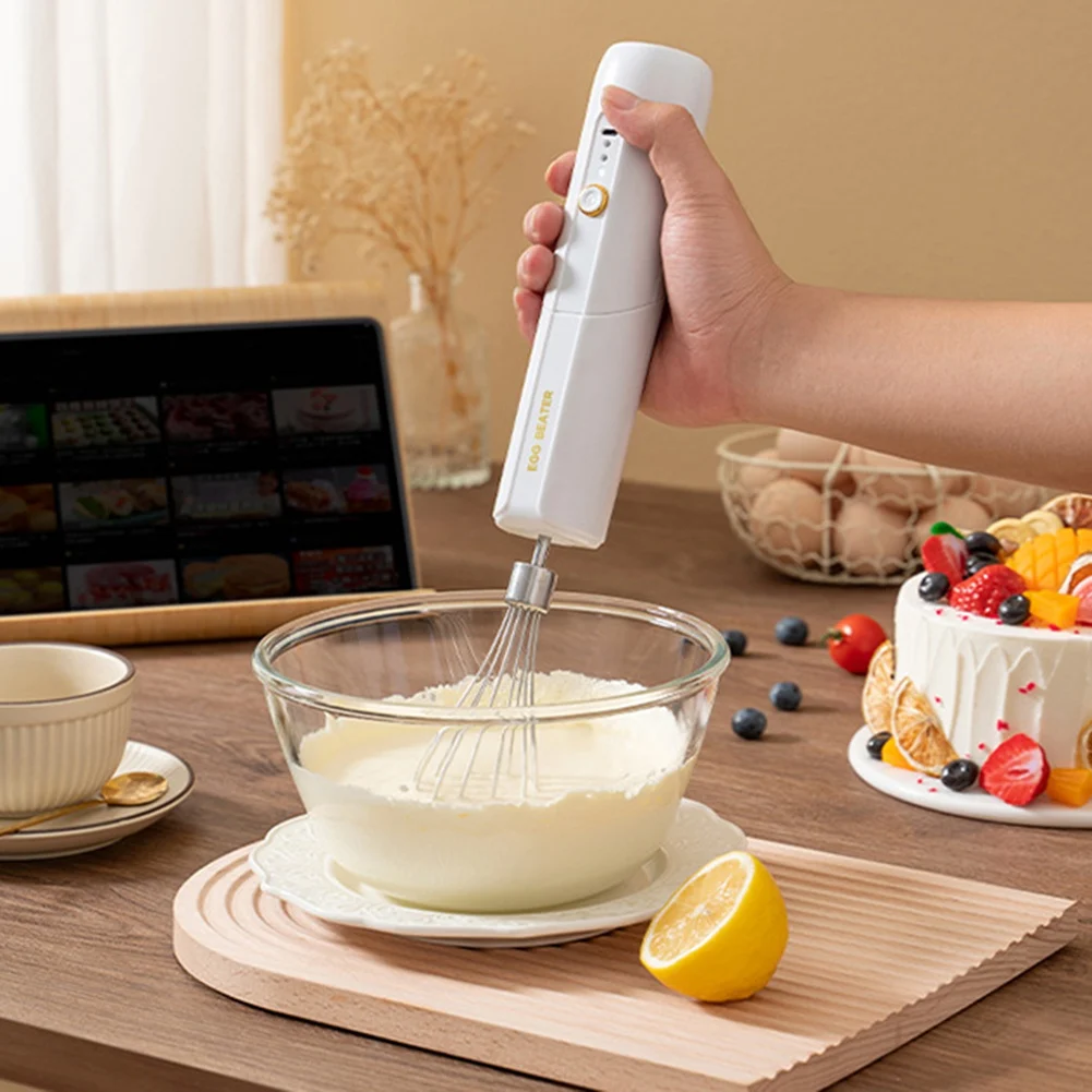 

ABZS Беспроводной складной электрический ручной миксер, перезаряжаемый через USB, портативный, с двойными смесительными головками для взбивания крема для торта