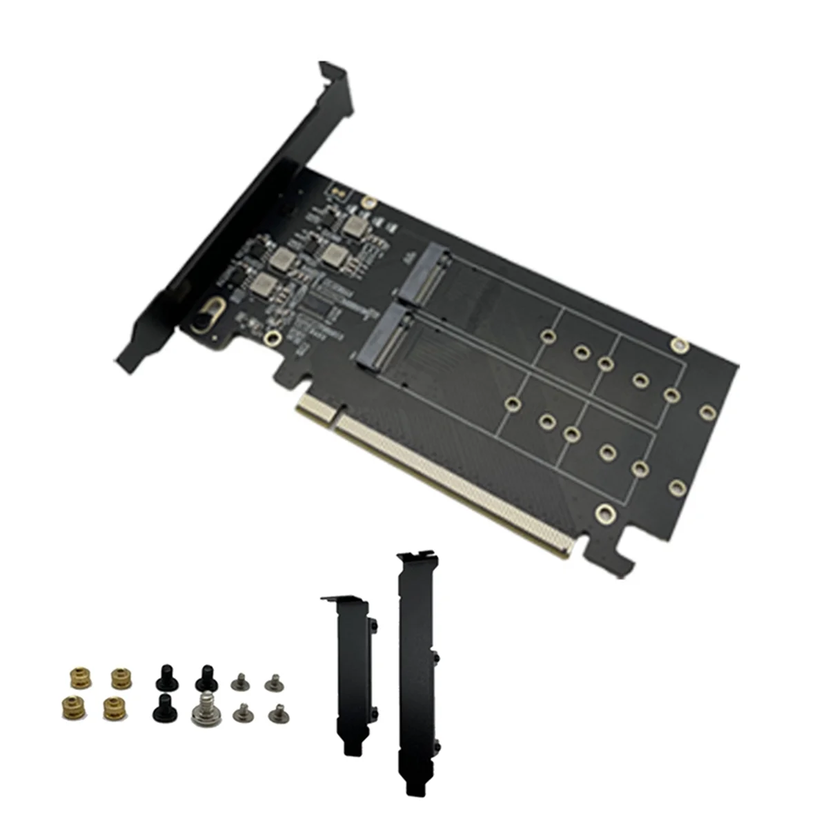 Double-Sided 4-Disk NVME RAID Card PCIeX16 to NVME SSD Hard Drive Adapter Card RAID Array Expansion Split Card