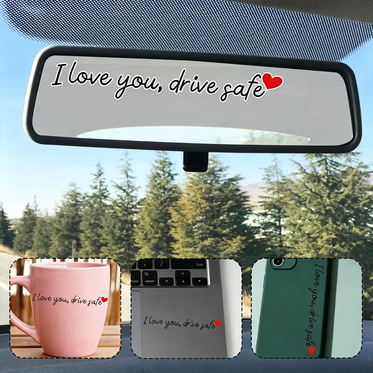 Ich liebe dich, fahr vorsichtig, Rückspiegel-Aufkleber, süßer roter Herz-Aufkleber, Auto-Innenraum-Fensterdekoration, Geschenk für Liebhaber. – Detail 6