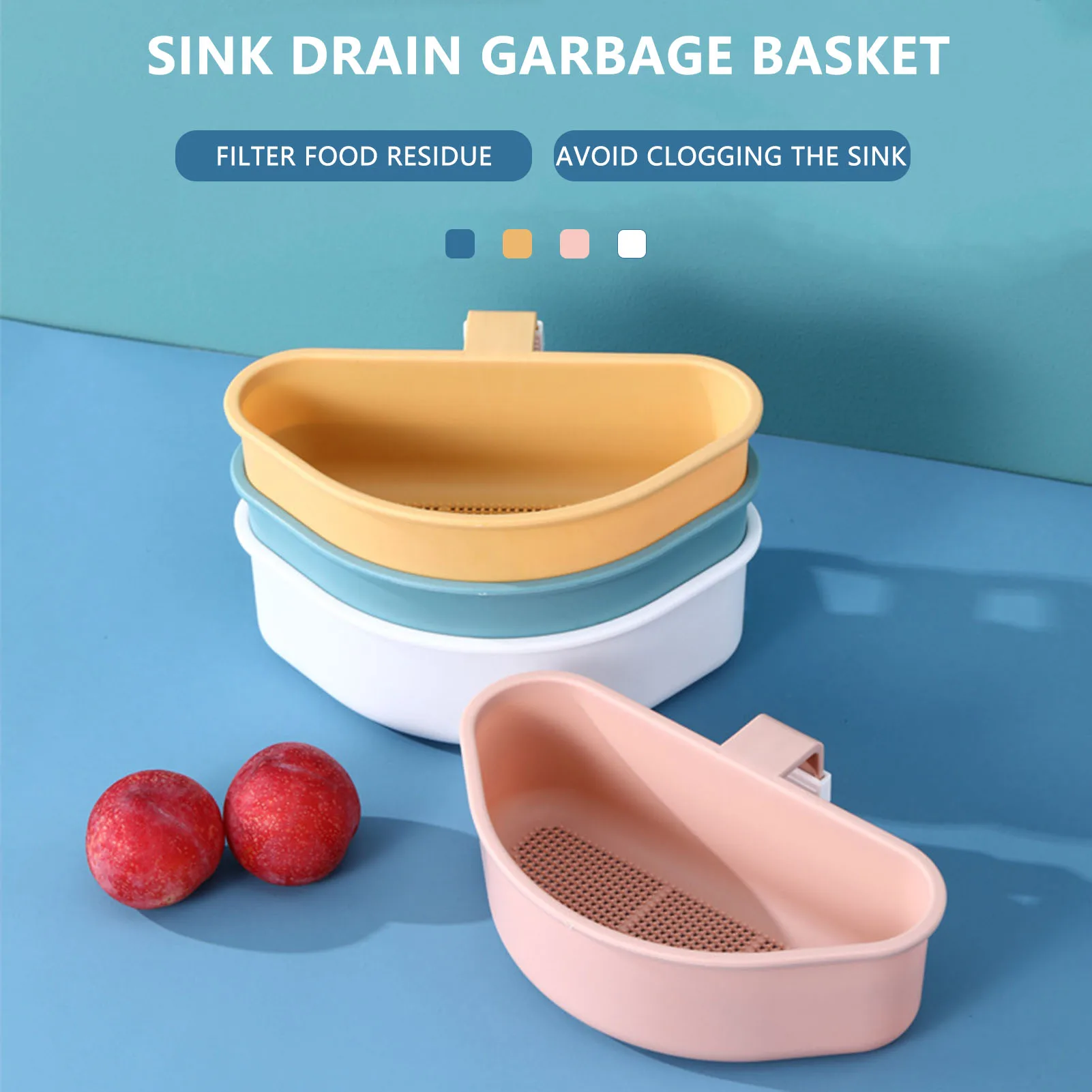 

Kitchen Sink Drain Basket Hollow Hanging Rack Food Residue Filter Basket Multifunctional Fruit Vegetable Shelf Kitchen Organizer