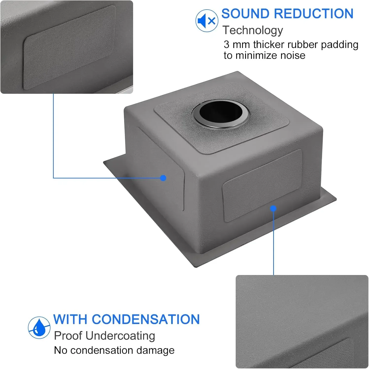 MENATT 15 x 17 Inch Drop in Kitchen Sink, 18 Gauge Stainless Steel Single Bowl Single Faucet Hole Topmount Kitchen