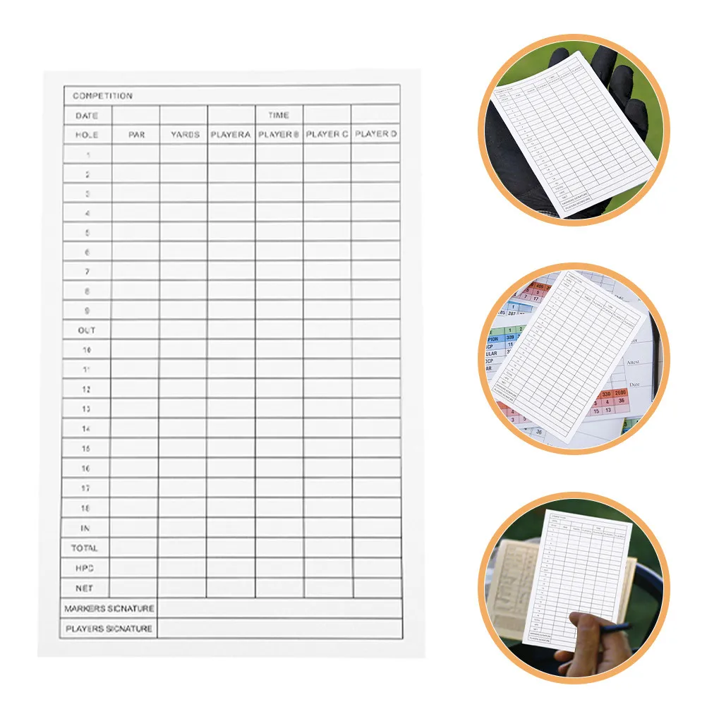 5Pcs Golf Score Sheets Coated Paper Durable Score Recording Cards Portable for Sports Competition Use Golfs Supplies