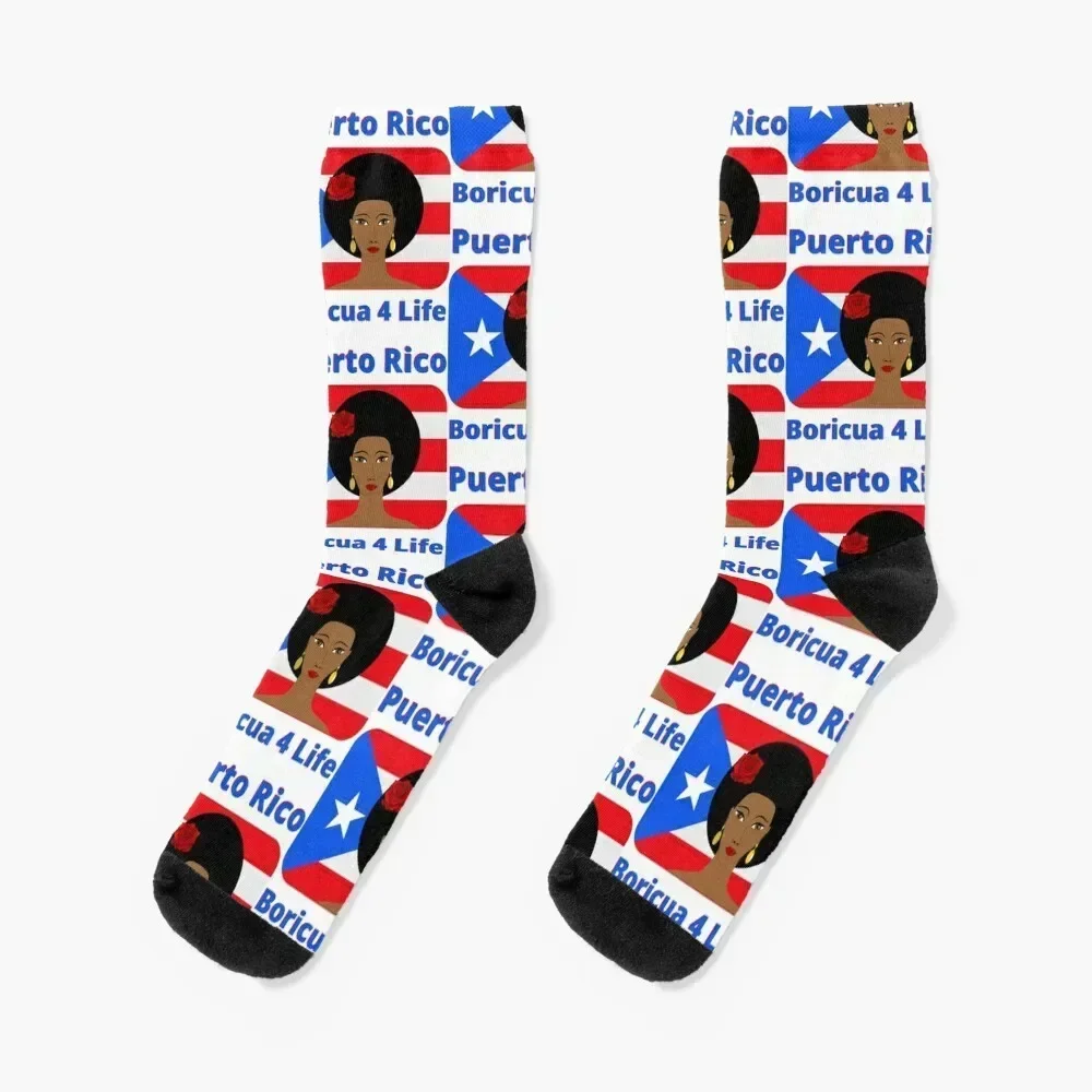 

Puerto Rico Boriqua 4 Life Socks New year's Hiking boots Ladies Socks Men's