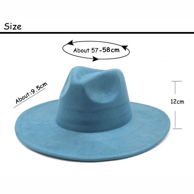 Elegant Cotton Blend Fedora Hat for Men and Women Year-Round Classic Wide Brim Gentleman's Hat with Suede-Like Finish 57-58cm