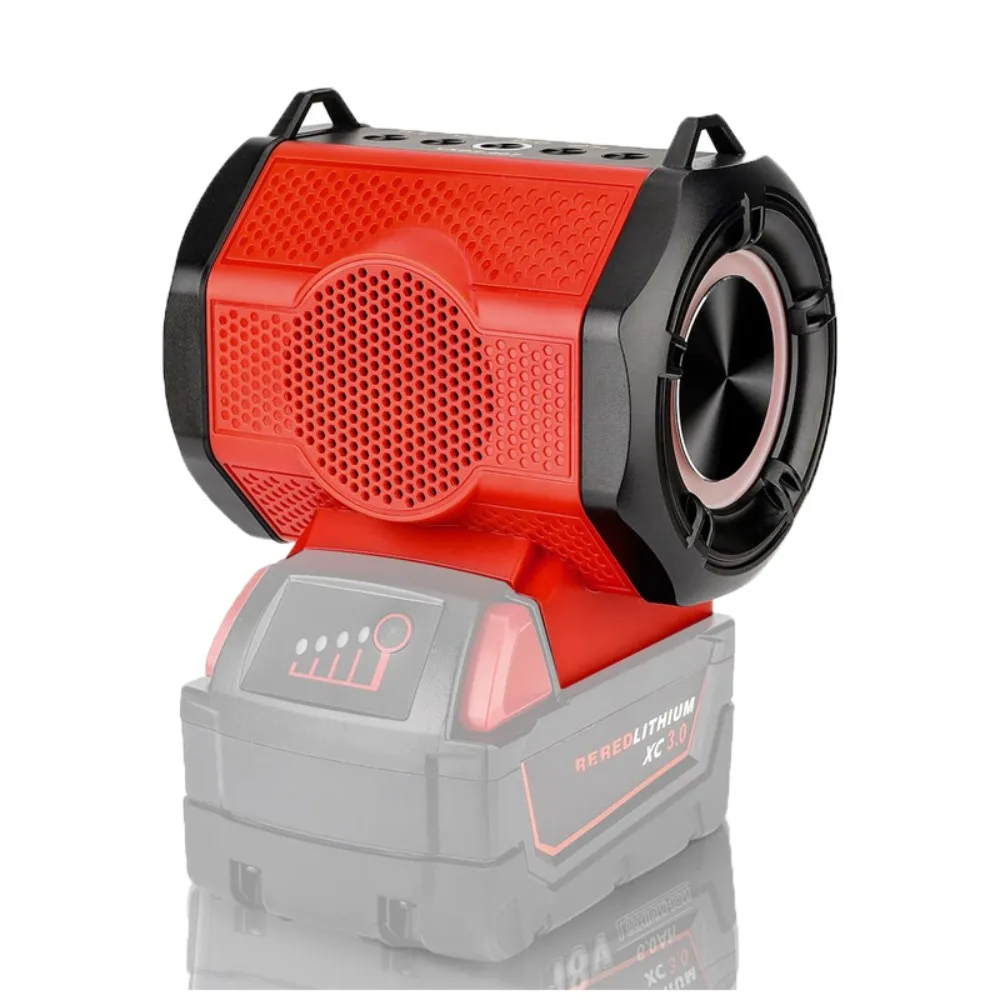 Portable Bluetooth Audio Rechargeable Speaker for Milwaukee 18V Li-ion Battery with USB and Type-C Ports for Home and Parties