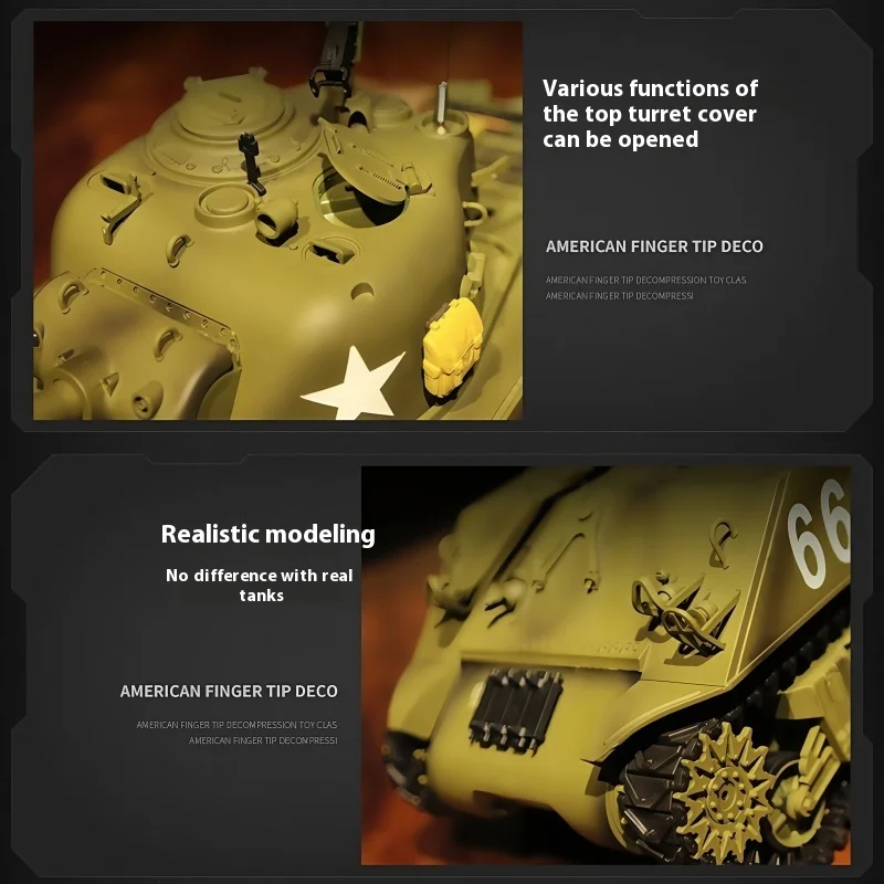 1/16 2.4g RC 탱크 Henglong 풀 스케일 시뮬레이션 American Sherman M4A3 오프로드 군용 탱크 모델 원격 제어 성인 장난감