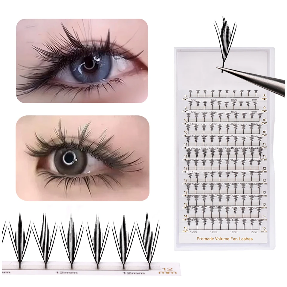 

New Manga Anime Spire Eyelashes Extension Feather Cashmere Premade Fan Eyelashes Auto Flowering Premade Comic Elf Flash Eyelash
