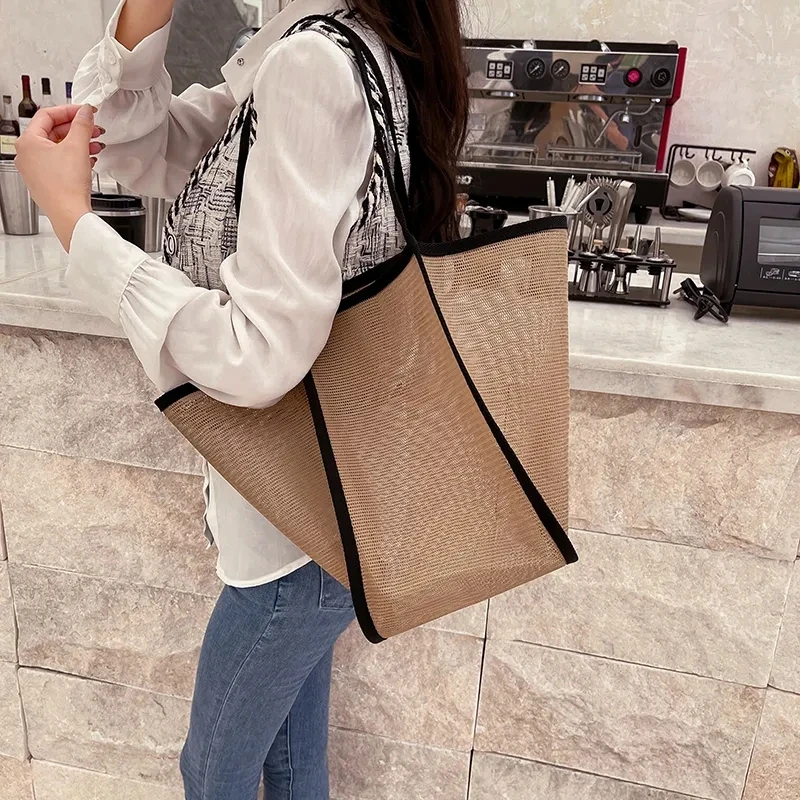 Transparent Hollow Shoulder Bag For Mesh Totes Bag Summer Beach Bag Ladies Portable Handbags Vacation Bags Clutch feminina