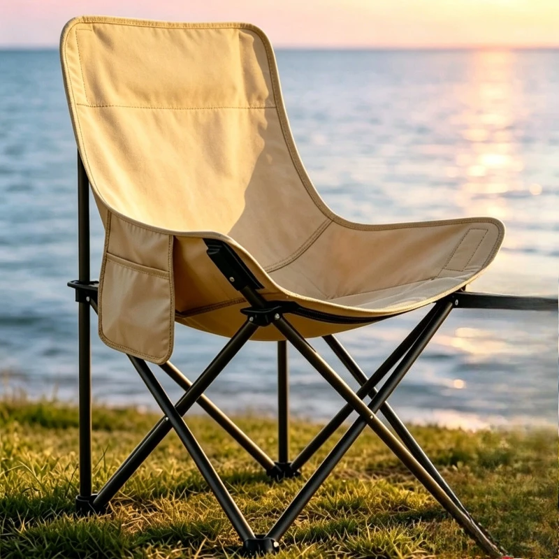 Moon Folding Lounge Home Office Chair for Lunch Break Portable Recliner Outdoor Camping Picnic Backrest Seat