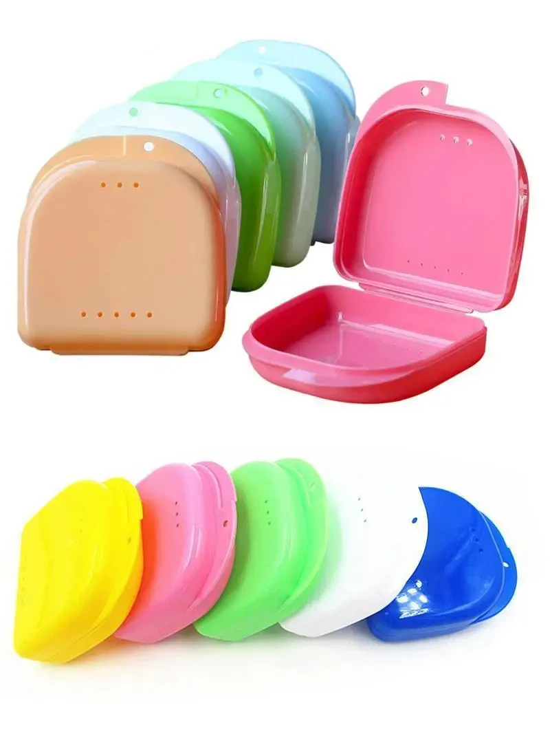 

50pcs Denture Storage Box Dental Retainer Orthodontic Mouth Guard Container Plastic Oral Hygiene Dental Appliance Case