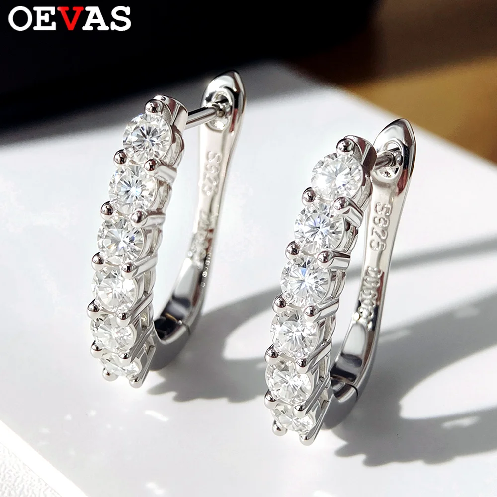 

OEVAS 1.2cttw 3mm Full Moissanite Hoop Earrings For Women 100% S925 Silver Pass Diamond Test Luxury Wedding Fine Jewelry Gift