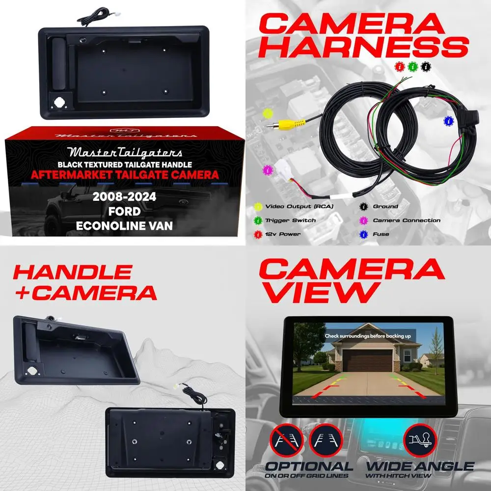 

Black Tailgate Handle with Backup Camera Replacement for Ford Econoline Van E150, E250, E350, E450 (2008-2024) | IP68 Waterproof