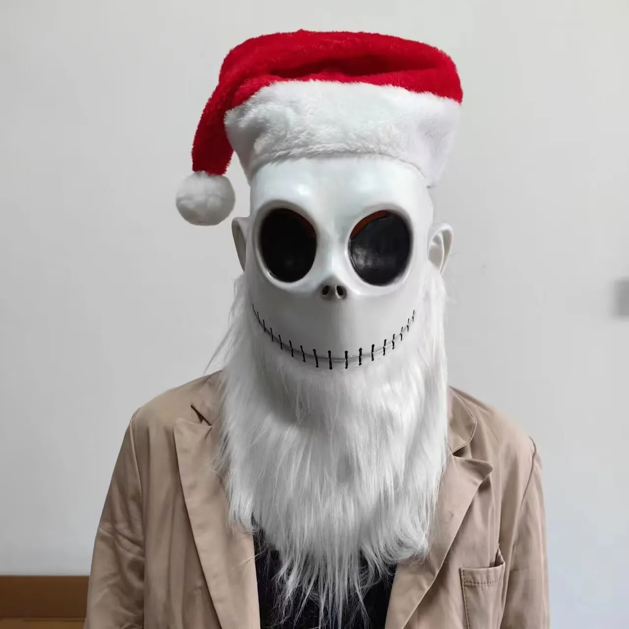 Sombrero de Navidad, máscara de Cosplay de calavera de pesadilla, máscara de látex para fiesta de adultos, accesorios, disfraz de Jack Skellington, máscaras de Navidad para Halloween