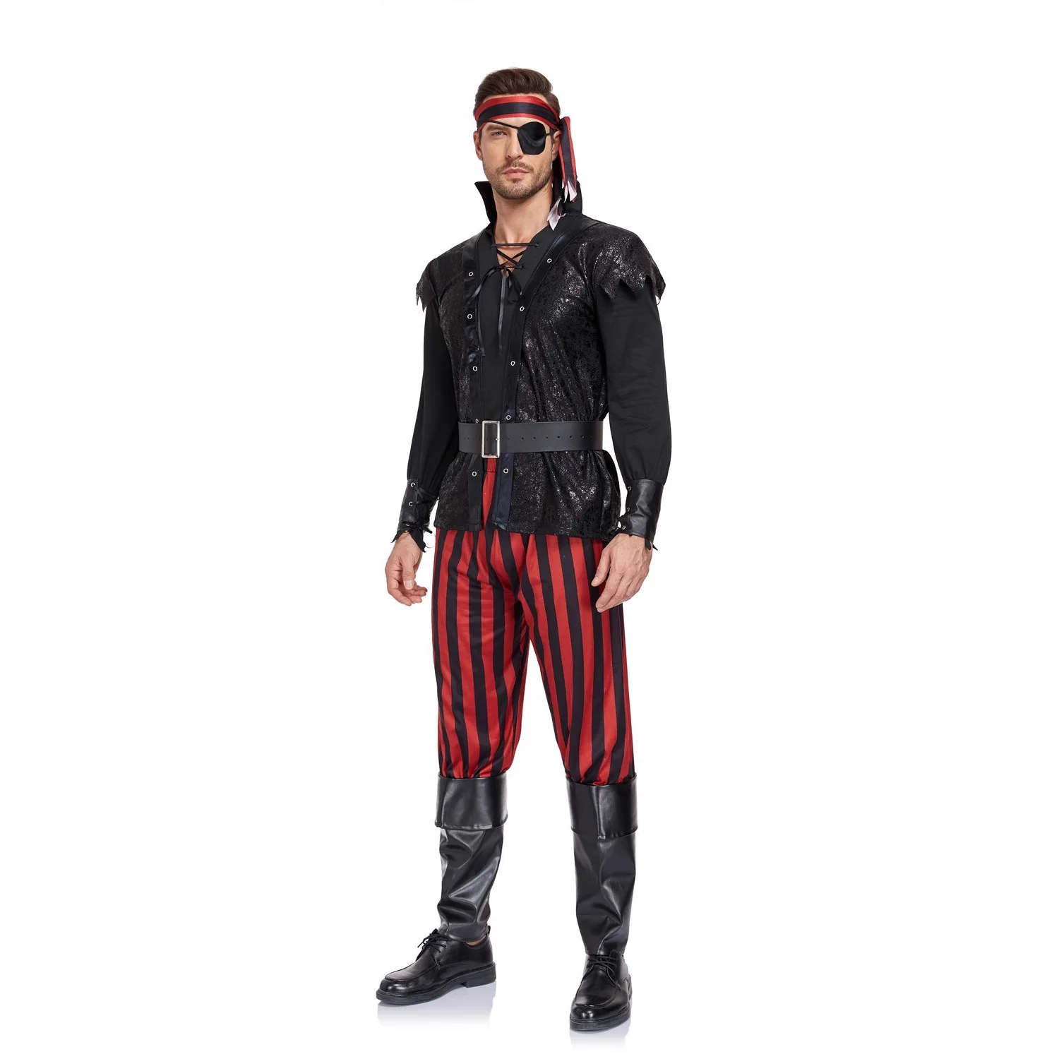 Caribische Piraat Ja Sparrow Cosplay Hoofddoek eup halloween Herenkostuum Stage Performance Kleding Traditioneel Chinees...