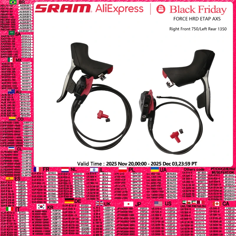 

SRAM FORCE HRD ETAP AXS Bicycle Shifter Bike Caliper Road Bike Shift-Brake System 2x12S Right Front 750mm Left Rear 1350mm