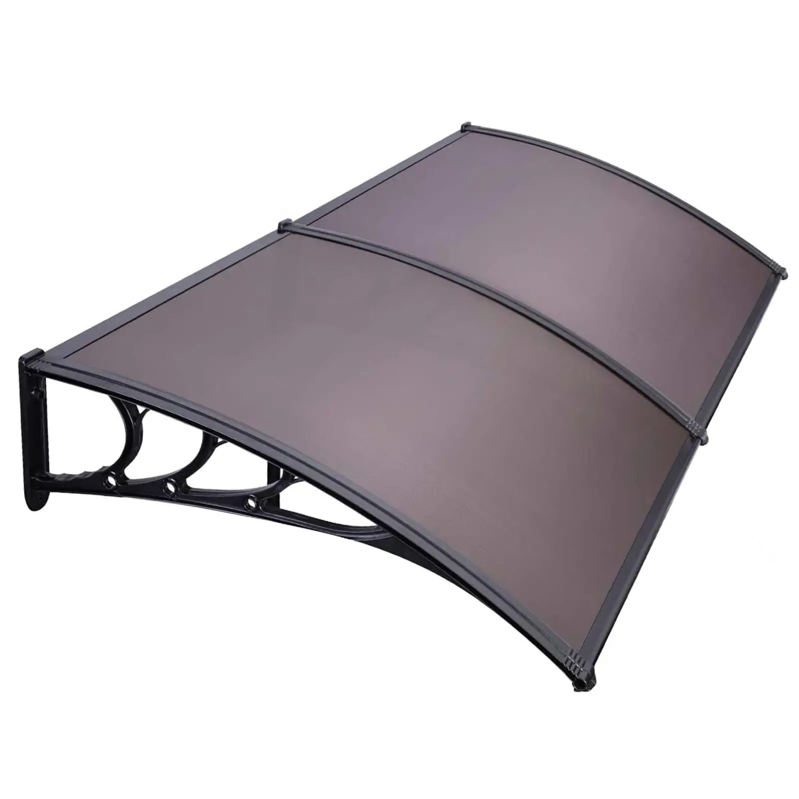 200x100cm Door & Window Eaves Canopy Rain Cover - Brown & Black Bracket for Home Use