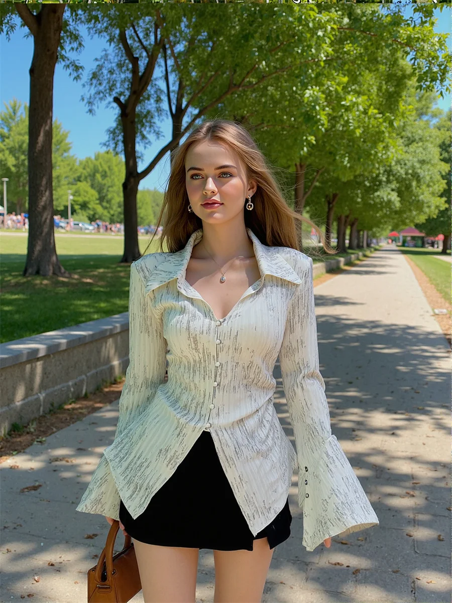 

Рубашки с длинным рукавом, женские абрикосовые рубашки на шнуровке, модные джинсовые женские рубашки с отложным воротником, синие джинсы в уличном стиле, клетчатые