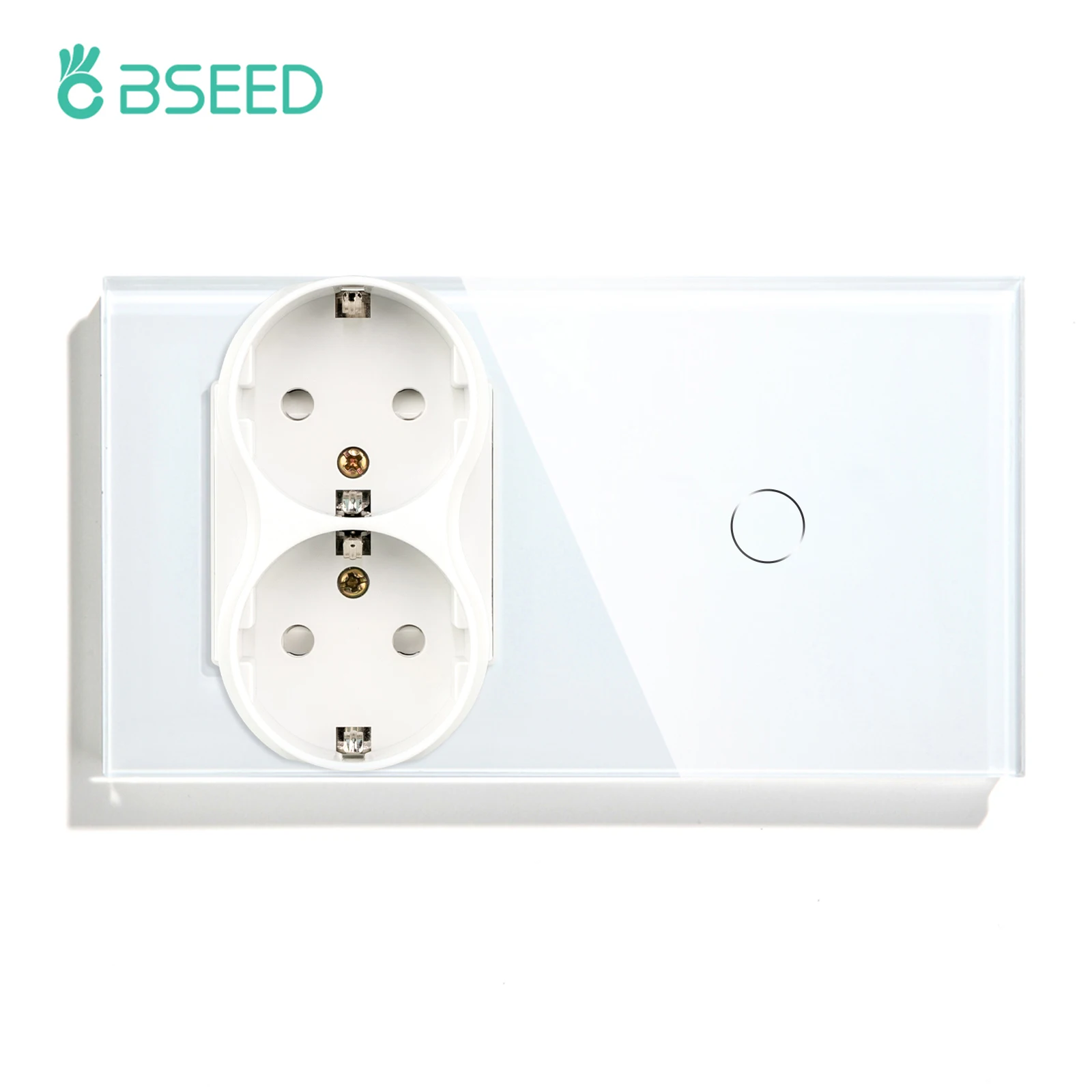 Bseed Wand Stopcontact Met 1/2/3 Bende 1way Touch Light Schakelaar Usb Type-C Lading Stopcontact Glas Paneel Witte Wandschakelaar