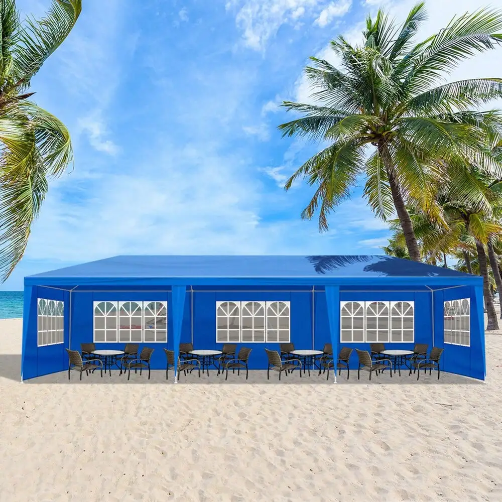 

10'x30' Gazebo Waterproof Outdoor Canopy Tent Party Tent With 8 Walls Blue