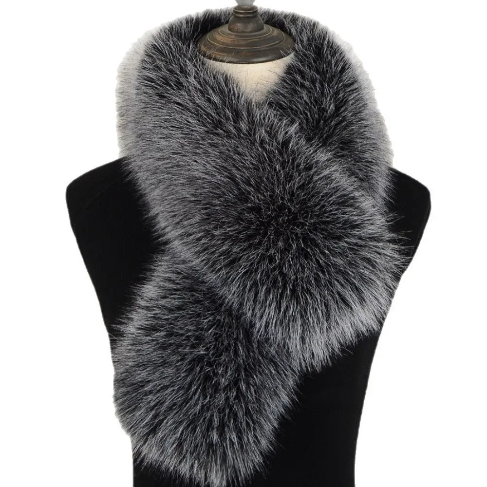Temperament Soft Faux Fur Scarf Thick Fake Fox Hair Fur Neck Warmer Windproof Coldproof Winter Scarf Women